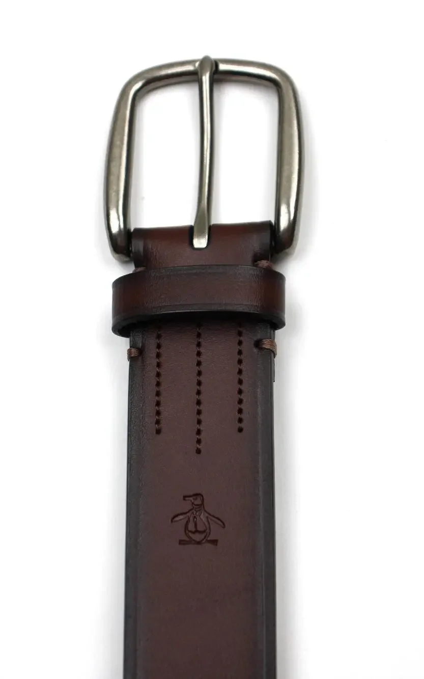 Original Penguin Belt Mens Size 30 Brown Leather Dress Logo Classic New PN75011M